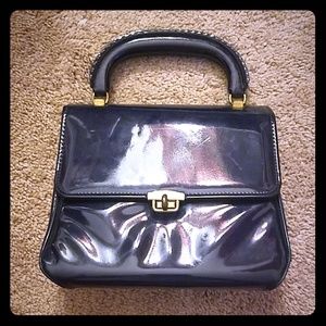 Bags - Vintage navy blue patent purse with swivel closure Bags - Vintage navy blue patent purse with swivel closure